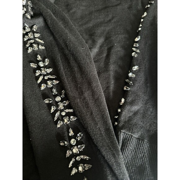 Jones New York Women's Embellished-Sleeve Shirttail Top Sweater Black White XS - Picture 5 of 5